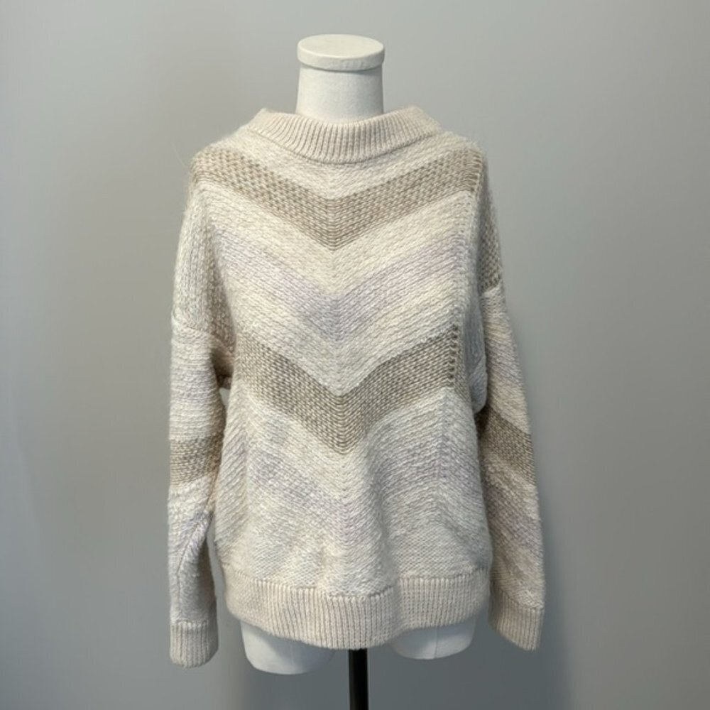 Cocogio Alpaca Wool Blend Knit Chevron Crewneck Sweater Size Medium